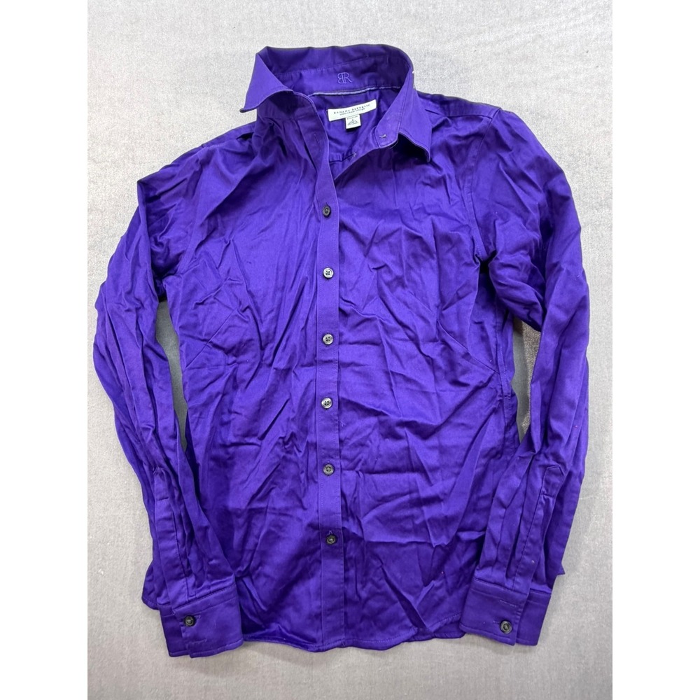 Vintage Banana Republic Women Non-Iron Fitted Dress Shirt Blue Size 4 Stretch